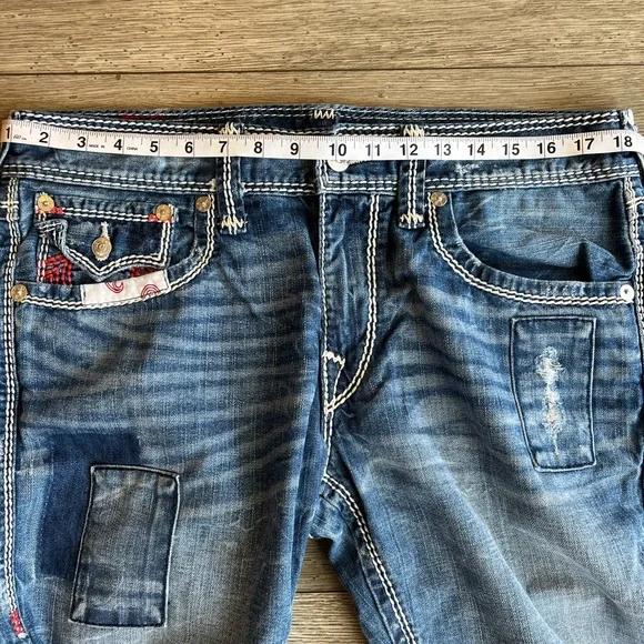 True Religion Men’s Denim Jeans 33x33 Straight Flap Nat Mega T Red - Picture 14 of 15